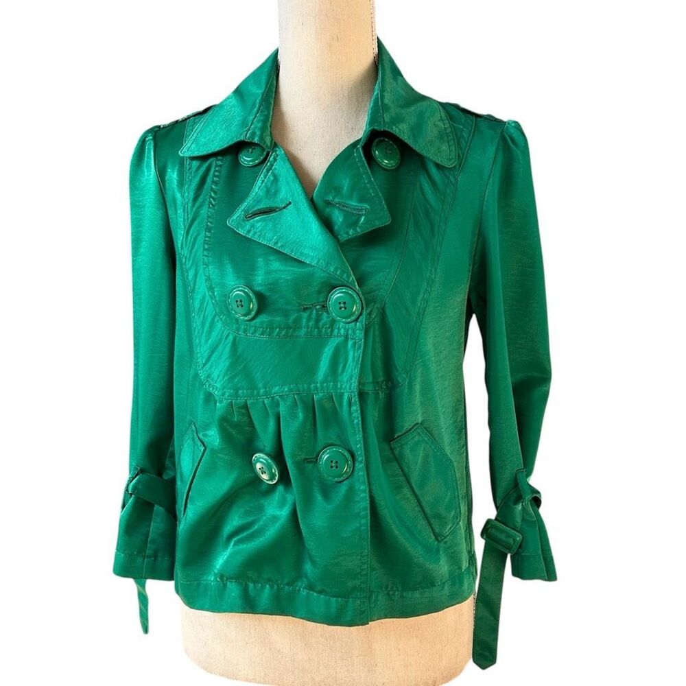 American Rag Emerald Green Satin Jacket Top M